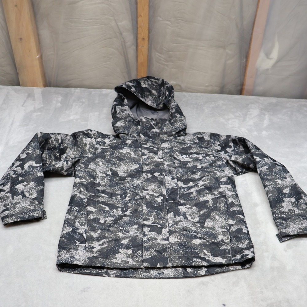 Columbia Jacket Boys XS 6/7 Camo Hood OmniHeat FullZip Ski Waterproof 3in1 Shell